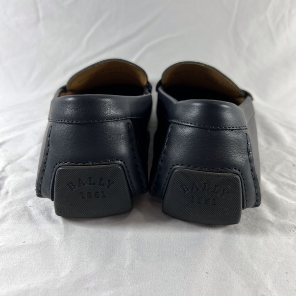 BALLY Navy Blue Leather Waltec Loafers Made in Italy Marked as 11.5US - Picture 11 of 13